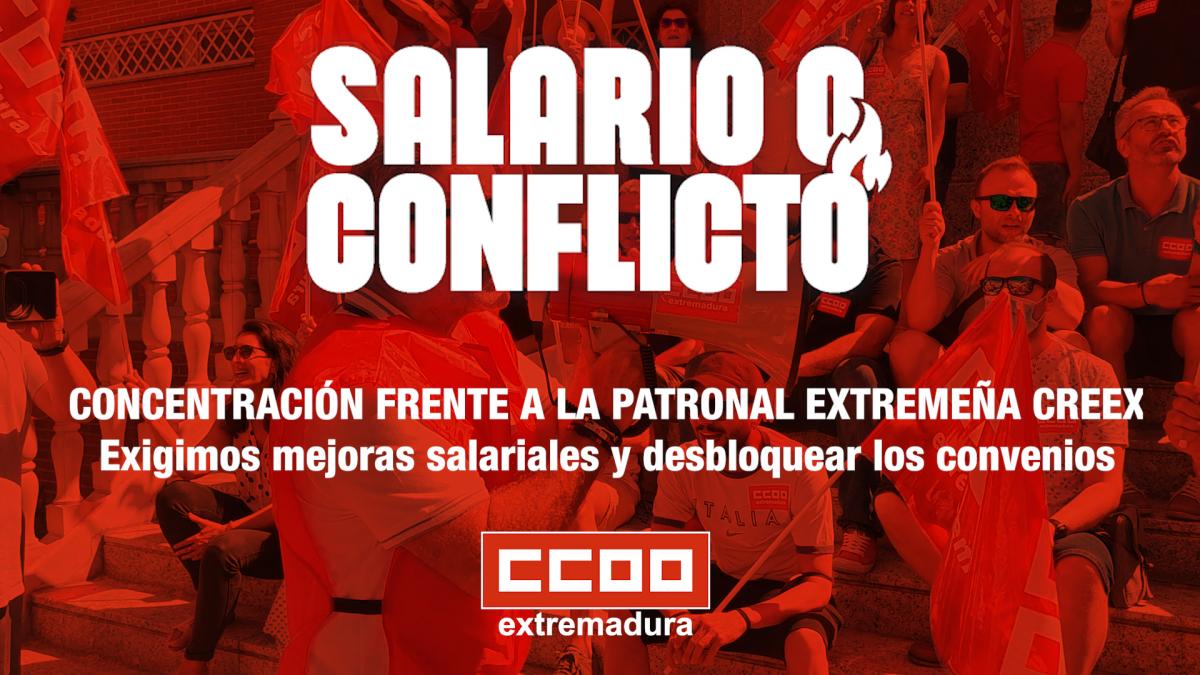 CCOO y UGT se concentran frente a la patronal extremeña para exigir ...